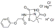 6-[(2-cyclohexatrienyloxyacetyl)amino]-3,3-dimethyl-7-oxo-4-thia-1-aza bicyclo[3.2.0]heptane-2-carboxylate, hydrogen(+1) cation, mercury(+2) cation, chloride 结构式