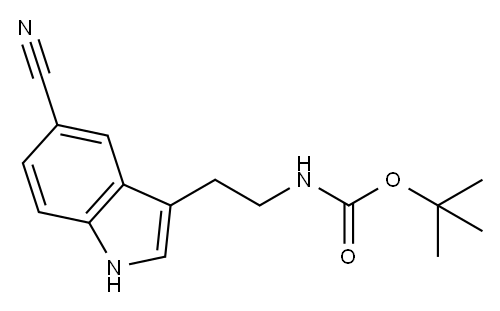 (2-(5-氰基-1H-吲哚-3-基)乙基) 氨基甲酸叔丁酯 结构式