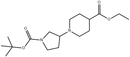 t-Butyl 3-[4-(ethoxycarbonyl)piperidin-1-yl]pyrrolidine-1-carboxylate 结构式