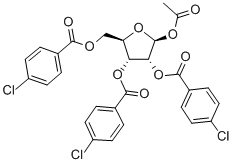 1-乙酰氧基-2,3,5-三(4-氯苯甲酰)氧基-beta-D-呋喃核糖 结构式
