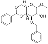 甲基4,6-0-亚苄基-3-O苄基-A-D-吡喃葡萄糖苷 结构式