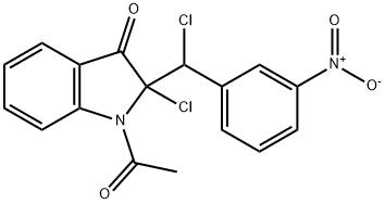 3H-Indol-3-one,  1-acetyl-2-chloro-2-[chloro(3-nitrophenyl)methyl]-1,2-dihydro- 结构式