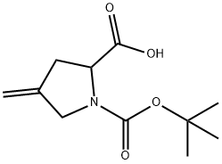 1-(叔丁氧基羰基)-4-亚甲基吡咯烷-2-羧酸 结构式