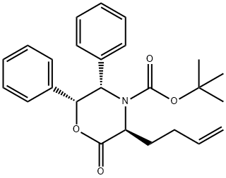 (3S,5S,6R)-3-(3-Butenyl)-2-oxo-5,6-diphenyl-4-Morpholinecarboxylic Acid tert-Butyl Ester 结构式