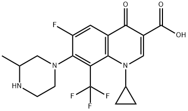 1-环丙基-6-氟-1,4-二氢-7-(3-甲基-1-哌嗪基)-4-氧代-8-(三氟甲基)-3-喹啉甲酸 结构式