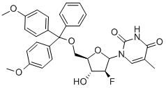 1-[5-O-[二(4-甲氧基苯基)苯甲基]-2-脱氧-2-氟-beta-D-阿拉伯呋喃糖基]-5-甲基-2,4(1H,3H)-嘧啶二酮 结构式