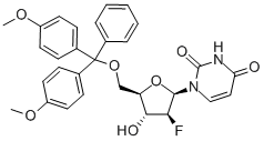 1-[5-O-[二(4-甲氧基苯基)苯甲基]-2-脱氧-2-氟-BETA-D-阿拉伯呋喃糖基]-2,4(1H,3H)-嘧啶二酮 结构式