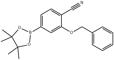 2-(Benzyloxy)-4-(tetramethyl-1,3,2-dioxaborolan-2-yl)benzonitrile 结构式