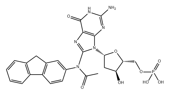 8-(N-fluoren-2-ylacetamido)-2'-deoxyguanosine 5'-monophosphate 结构式