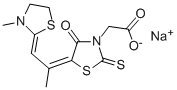 5-[1-甲基-2-(3-甲基-2-噻唑烷烯基)乙基烯基]-3-绕丹宁乙酸钠盐 结构式