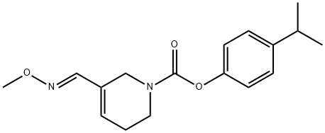 1(2H)-Pyridinecarboxylic acid, 3,6-dihydro-5-((methoxyimino)methyl)-,  4-(1-methylethyl)phenyl ester, (E)- 结构式