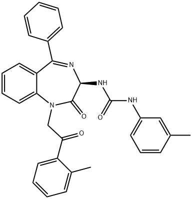 (R)-N-[2,3-DIHYDRO-1-[2-(2-METHYLPHENYL)-2-OXOETHYL]-2-OXO-5-PHENYL-1H-1,4-BENZODIAZEPIN-3-YL]-N'-(3-METHYLPHENYL)-UREA 结构式
