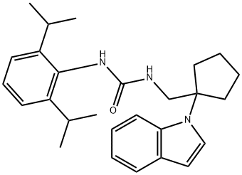 N(sup 1)-(1-(1-Indolyl)cyclopentylmethyl)-N(sup 2)-(2,6-diisopropylphe nyl)urea 结构式