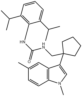 N(sup 1)-(2,6-Diisopropylphenyl)-N(sup 2)-(1-(1,5-dimethyl-3-indolyl)c yclopentylmethyl)urea 结构式