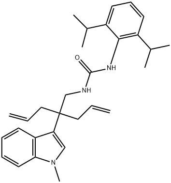 3-(2,6-dipropan-2-ylphenyl)-1-[2-(1-methylindol-3-yl)-2-prop-2-enyl-pe nt-4-enyl]urea 结构式