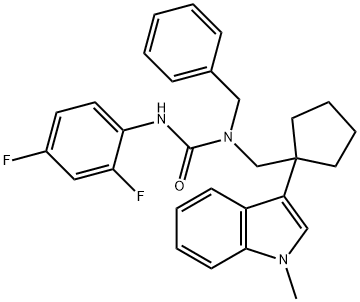 1-benzyl-3-(2,4-difluorophenyl)-1-[[1-(1-methylindol-3-yl)cyclopentyl] methyl]urea 结构式
