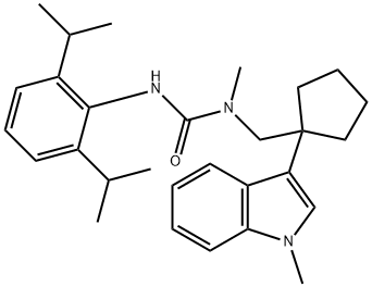 3-(2,6-dipropan-2-ylphenyl)-1-methyl-1-[[1-(1-methylindol-3-yl)cyclope ntyl]methyl]urea 结构式