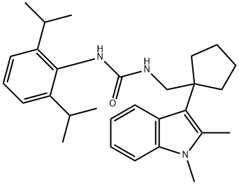 1-[[1-(1,2-dimethylindol-3-yl)cyclopentyl]methyl]-3-(2,6-dipropan-2-yl phenyl)urea 结构式