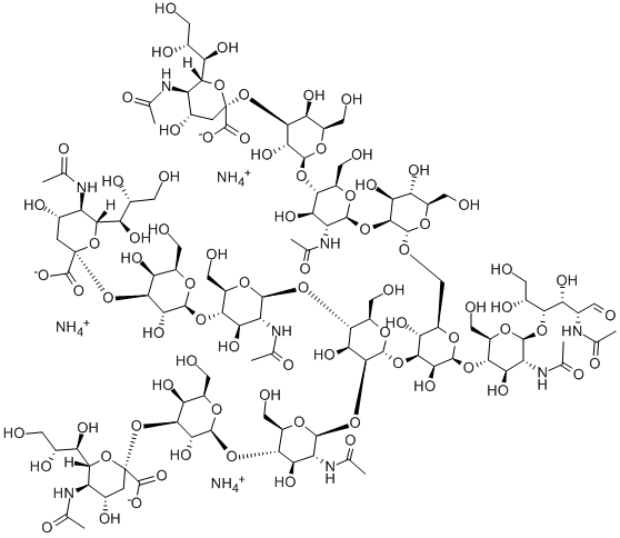 O-(N-乙酰基-ALPHA-神经胺酰基)-[2-3(OR 2-6)]-O-BETA-D-吡喃半乳糖基-(1-4)-O-2-(乙酰氨基)-2-脱氧-BETA-D-吡喃葡萄糖基-(1-2)-O-ALPHA-D-甘露糖基-(1-6)-O-[O-(N-乙酰基-ALPHA-神经胺酰基)-[2-3(OR 2-6)]-O-BETA-D-吡喃半乳糖基-(1-4)-O-2-(乙酰氨基)-2-脱氧-BETA-D-吡喃葡萄糖基-(1-2)-O-[O-(N-乙酰基-ALPHA-神经胺酰基)-[2-3(OR 2-6)]-O-BETA-D-吡喃半乳糖基-(1-4)-2-(乙酰氨基)-2-脱氧-BETA-D-吡喃葡萄糖基 结构式