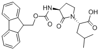(AS,3R)-3-[[(9H-芴-9-基甲氧基)羰基]氨基]-Α-(2-甲基丙基)-2-氧代-1-吡咯烷基乙酸 结构式