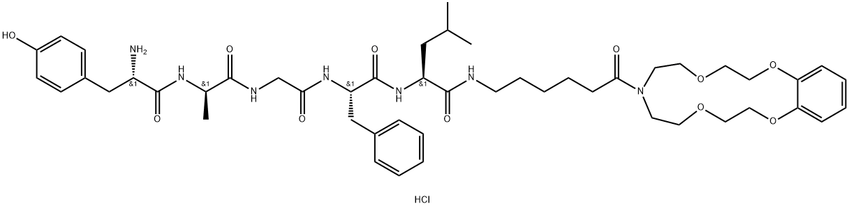 L-Leucinamide, L-tyrosyl-D-alanylglycyl-L-phenylalanyl-N-(6-(2,3,5,6,8 ,9,11,12-octahydro-7H-1,4,10,13,7-benzotetraoxaazacyclopentadecin-7-yl )-6-oxohexyl)-, monohydrochloride 结构式
