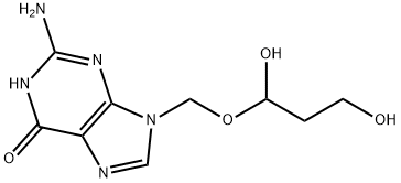 9-(1'-hydroxy-2'-(hydroxymethyl)ethoxy)methylguanine 结构式