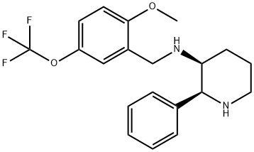 (2S,3S)-1-[[2-methoxy-5-(trifluoromethoxy)phenyl]methyl]-2-phenyl-piperidin-3-amine 结构式