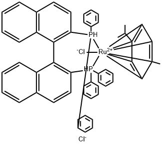 氯[（R )-(+)-2,2' - 双（二苯基膦）-1,1' - 联萘]（伞花烃）氯化钌（II） 结构式