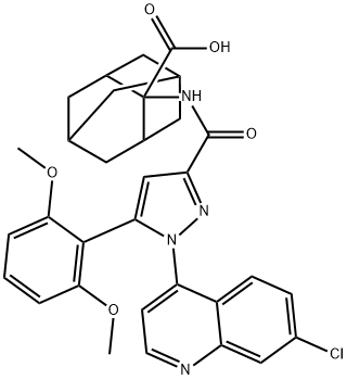 2-[[[1-(7-氯-4-喹啉基)-5-(2,6-二甲氧基苯基)-1H-吡唑-3-基]羰基]氨基]-金刚烷-2-羧酸 结构式
