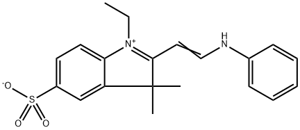 (E)-1-乙基-3,3-二甲基-2-(2-(苯基氨基)乙烯基)-3H-吲哚-1-鎓-5-磺酸盐 结构式