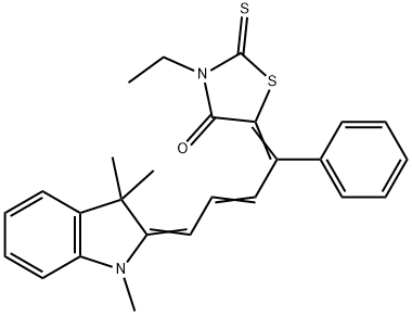 3-ETHYL-5-[(E,2E)-1-PHENYL-4-(1,3,3-TRIMETHYL-1,3-DIHYDRO-2H-INDOL-2-YLIDENE)-2-BUTENYLIDENE]-2-THIOXO-1,3-THIAZOLIDIN-4-ONE 结构式