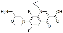 7-(2-aminomethylmorpholino)-1-cyclopropyl-6,8-difluoro-1,4-dihydro-4-oxo-3-quinolinecarboxylic acid 结构式