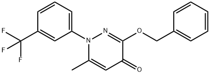 4(1H)-Pyridazinone, 6-methyl-3-(phenylmethoxy)-1-(3-(trifluoromethyl)p henyl)- 结构式