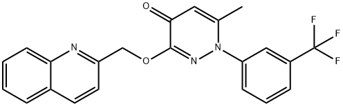 4(1H)-Pyridazinone, 6-methyl-3-(2-quinolinylmethoxy)-1-(3-(trifluorome thyl)phenyl)- 结构式