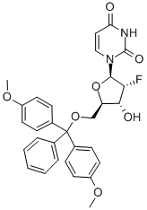 5'-O-[双(4-甲氧基苯基)(苯基)甲基]-2'-脱氧-2'-氟尿苷 结构式