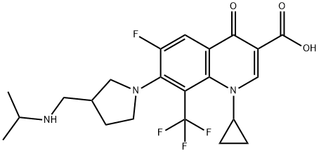 1-Cyclopropyl-6-fluoro-1,4-dihydro-7-(3-(((1-methylethyl)amino)methyl) -1-pyrrolidinyl)-4-oxo-8-(trifluoromethyl)-3-quinolinecarboxylic acid 结构式