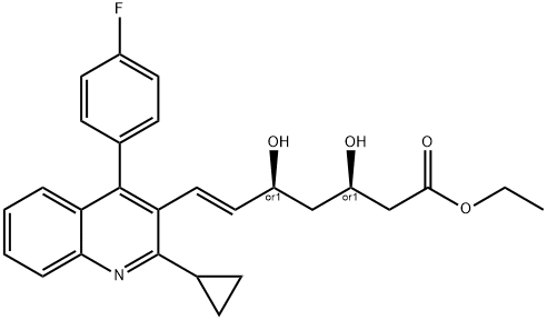 (3R,5S,6E)-REL-7-[2-环丙基-4-(4-氟苯)-3-喹啉基]-3,5-二羟基-6-庚烯酸乙酯 结构式