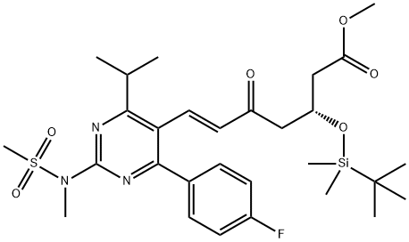 7-[4-(4-氟苯基)-6-异丙基-2-(N-甲基甲磺酰胺基)-5-嘧啶]-(3R)-叔丁基二甲硅氧基-5-氧代-(6E)-庚酸甲酯 结构式