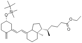 乙基(5R)-5-[(1R,4E,7AR)-4-{(2E)-2-[(5S)-5-{[二甲基(2-甲基-2-丙基)硅烷基]氧基}-2-亚甲基环己基亚基]亚乙基}-7A-甲基八氢-1H-茚-1-基]己酸酯 结构式