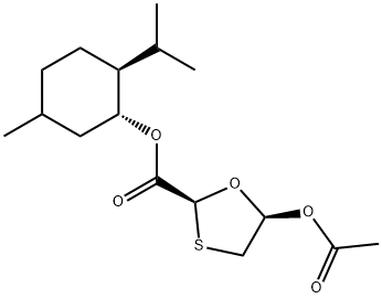 (1R,2S,5R)-薄荷基 5-乙酰氧基-[1,3]-氧硫杂环戊烷-2-羧酸酯 结构式