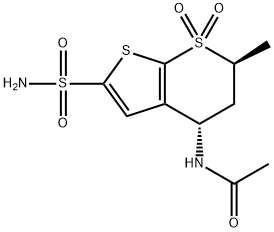 N-[(4S,6S)-6-甲基-7,7-二氧代-2-磺酰胺基-5,6-二氢-4H-噻吩并[2,3-B]噻喃-4-基]乙酰胺 结构式
