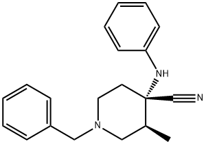 cis-(+)-3-Methyl-4-(phenylaMino)-1-(phenylMethyl)-4-piperidinecarbonitrile 结构式