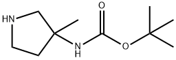 3-(BOC-氨基)-3-甲基吡咯烷 结构式