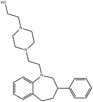 4-[2-(2,3,4,5-Tetrahydro-3-phenyl-1H-1-benzazepin-1-yl)ethyl]-1-piperazineethanol 结构式