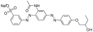 Sodium 3-[[2-(acetamino)-4-[[4-(2-hydroxybutoxy)phenyl]azo]phenyl]azo] benzenesulfonate 结构式