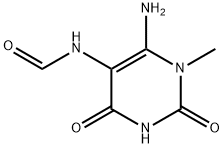 N-(6-氨基-1,2,3,4-四氢-1-甲基-2,4-二氧代-5-嘧啶基)甲酰胺 结构式