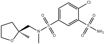 m-Benzenedisulfonamide, 4-chloro-N1-methyl-N1-(tetrahydro-2-methylfurfuryl)-, (+)- (8CI) 结构式