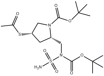 (2S,4S)-4-(乙酰硫基)-2 - (((叔丁氧基羰基)(氨磺酰基)氨基)甲基)吡咯烷-1-甲 结构式