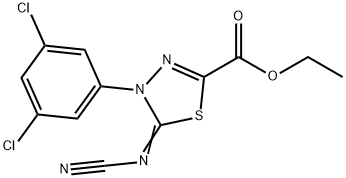 ETHYL 5-CYANAMIDE-4-(3,5-DICHLOROPHENYL)-4,5-DIHYDRO-1,3,4-THIADIAZOLE-2-CARBOXYLATE 结构式