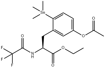 L-PHENYLALANINE, 5-(ACETYLOXY)-N-TRIFLUOROACETYL-2-TRIMETHYLSTANNYL, ETHYL ESTER 结构式